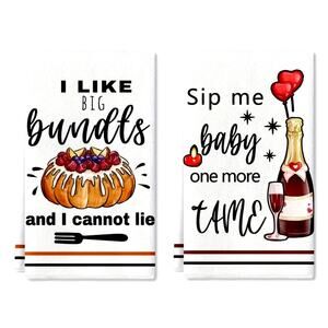 Hand Towels, 2pc, Funny Retro Songs Kitchen Dish Towel set. 16" x 24"